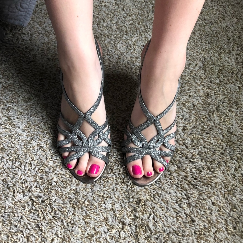 Sparkly silver heels